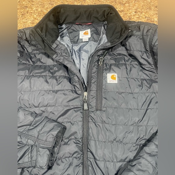 EUC WORN ONCE LIGHTWEIGHT PUFFER CARHARTT QUILTED LARGE JACKET COAT BLACK RD - Picture 5 of 11